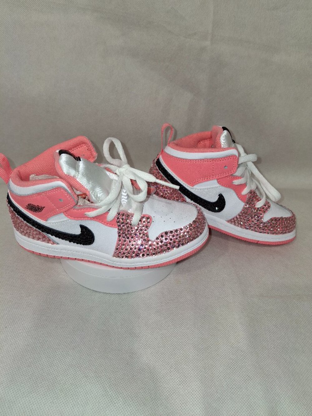 Custom Air Jordan 1 Mid Kids Bling Sneakers